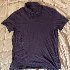 John Varvatos Bodhi Marble Wash Johnny Collar Polo, Eggplant (Size L)